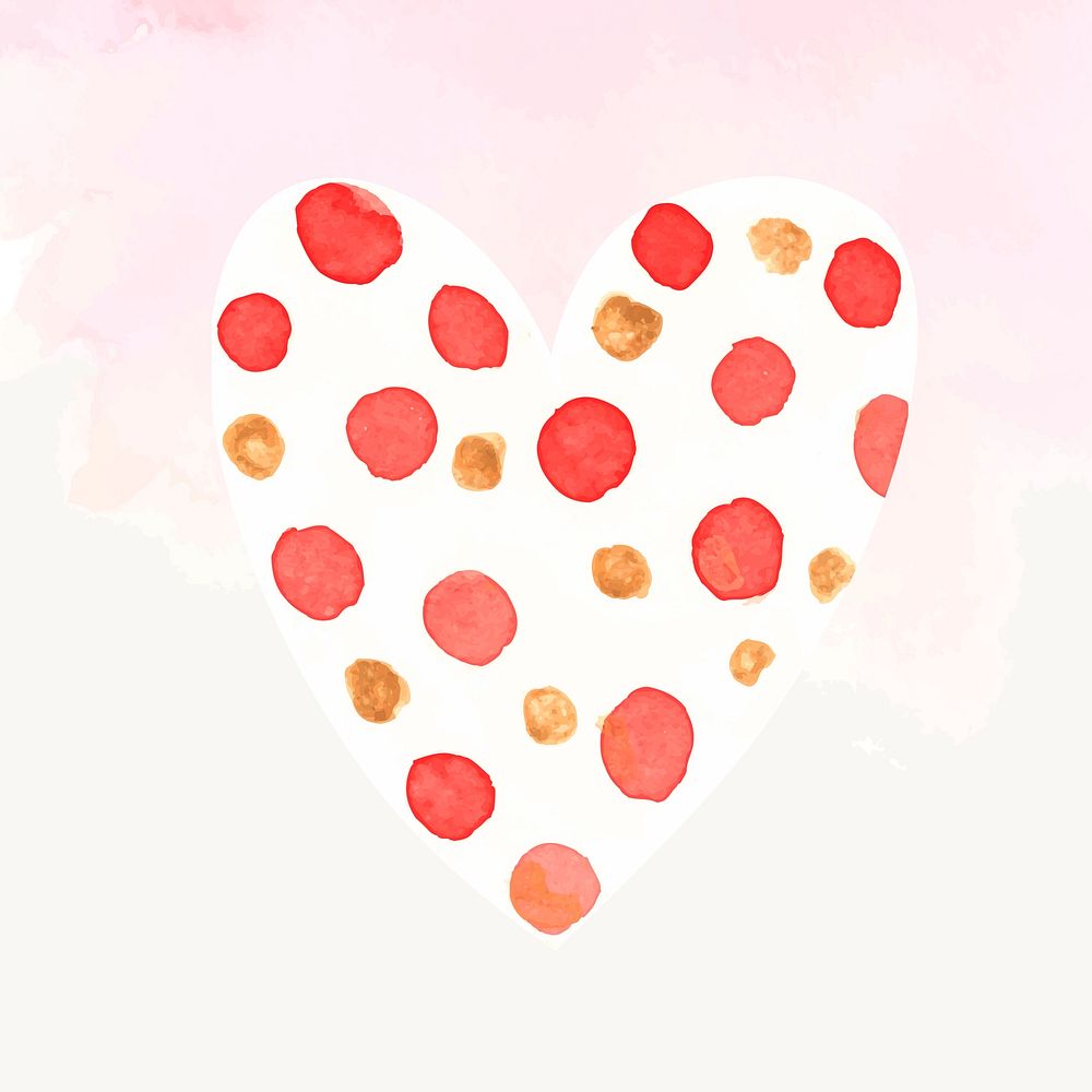 Polka dot watercolor heart icon valentine's day