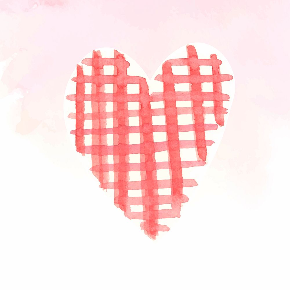 Striped watercolor heart badge icon
