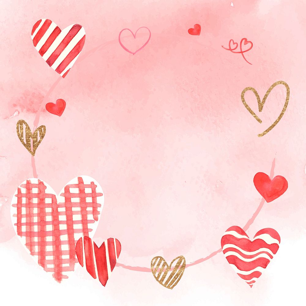 Valentine's frame watercolor illustration 