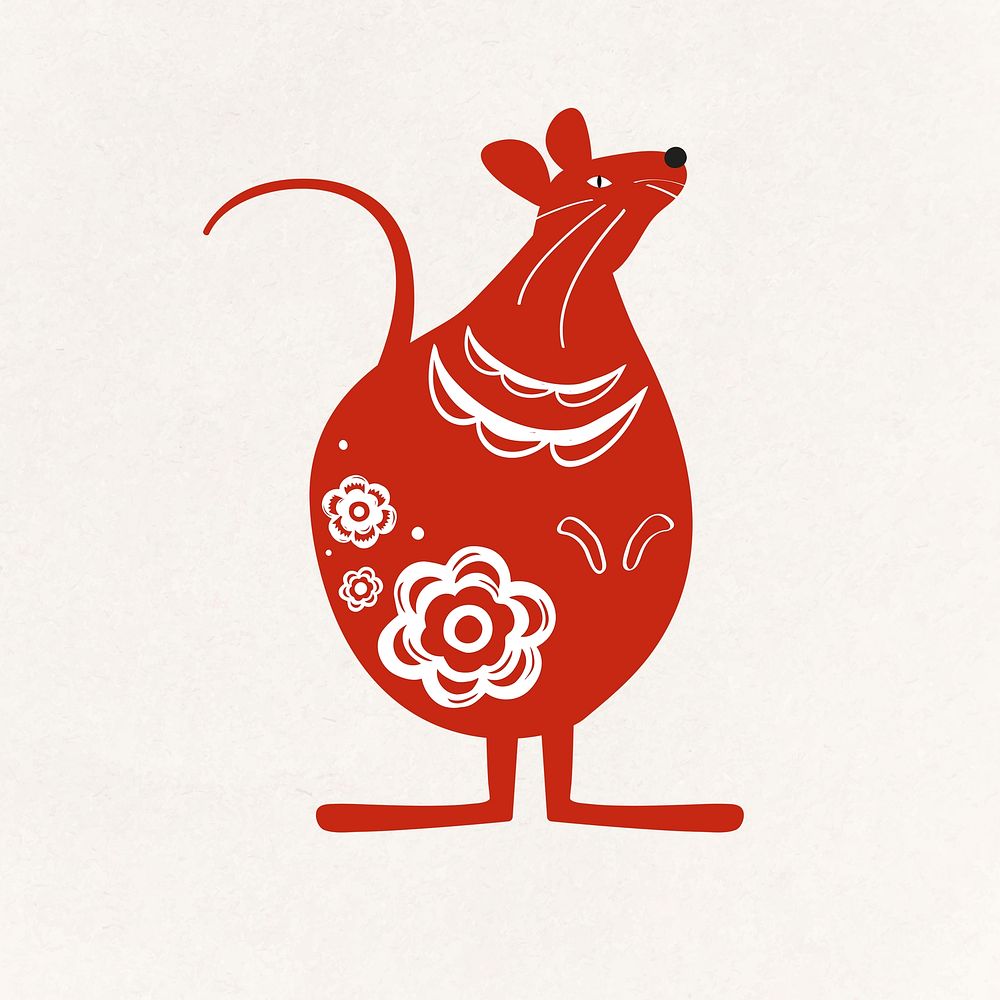 Chinese rat psd cute zodiac sign animal illustration