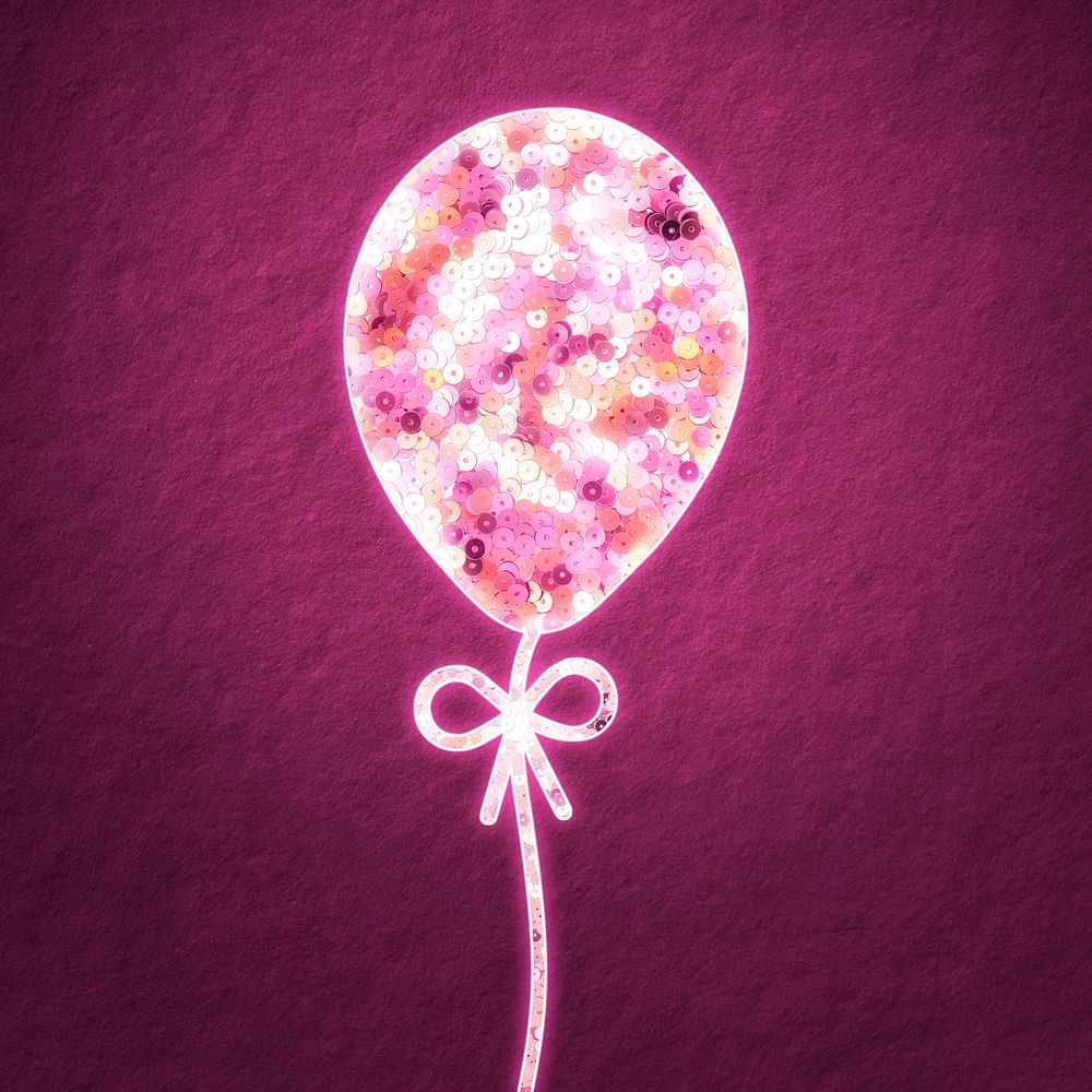 Pink sequin valentine&rsquo;s balloon illustration