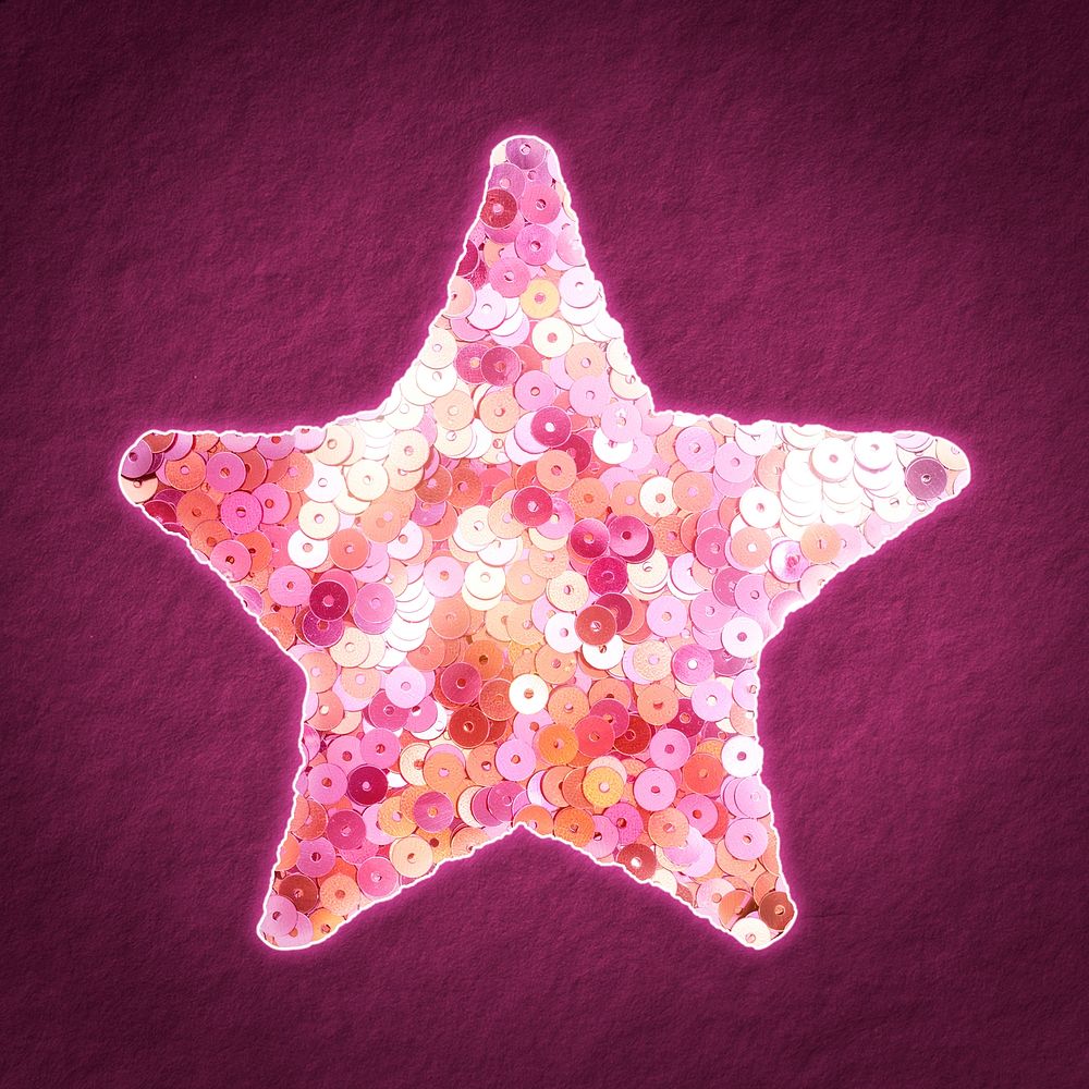 Pink sequin star file festive sticker