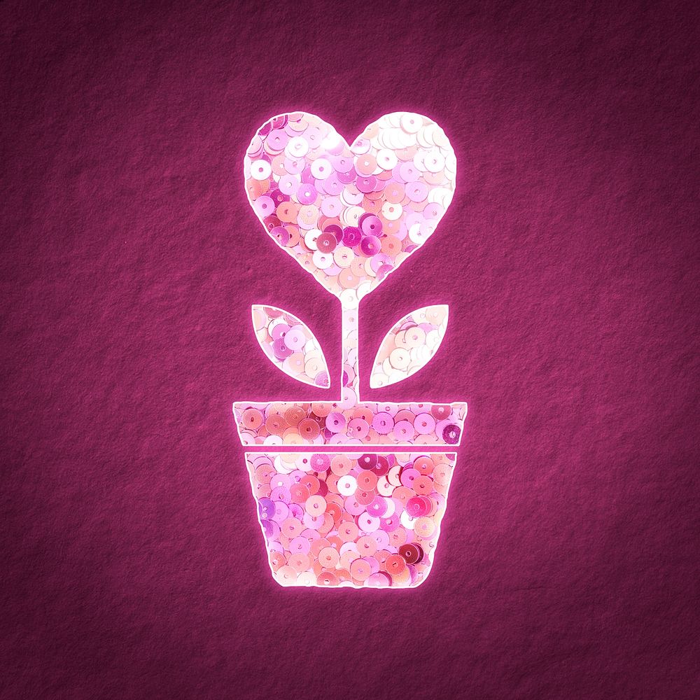 Pink sequin flower valentine&rsquo;s gift illustration