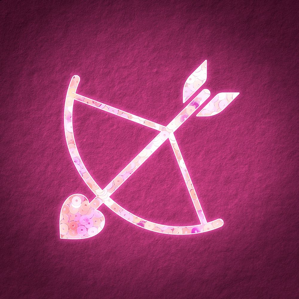 Pink sequin cupid arrow valentine&rsquo;s icon illustration