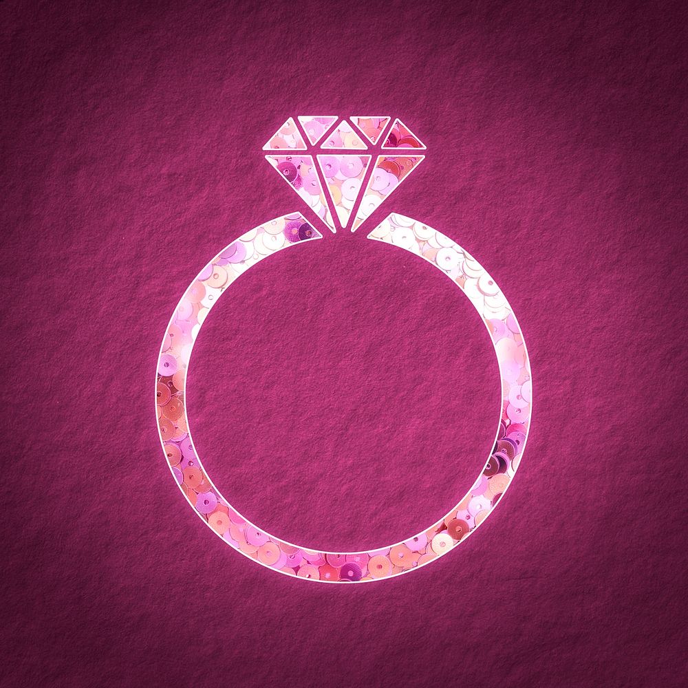 Pink sequin diamond ring valentine&rsquo;s proposal