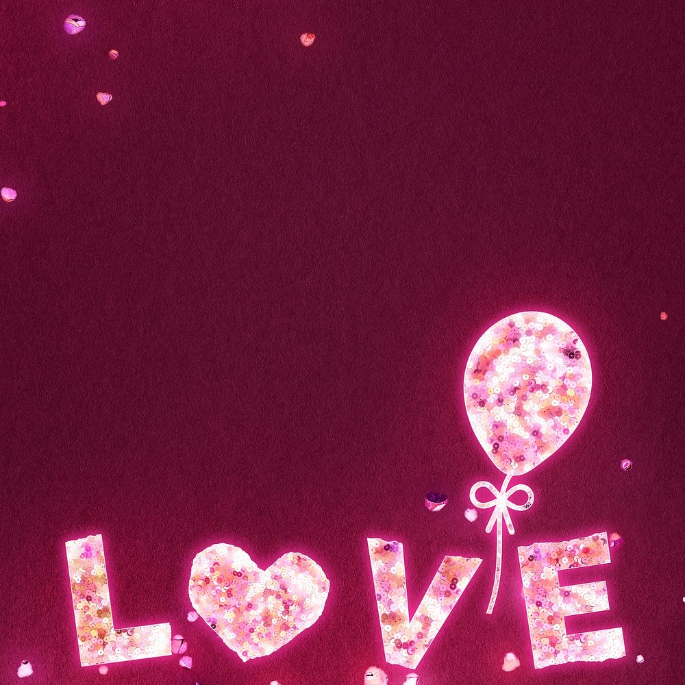Glittery love border Valentine&rsquo;s background