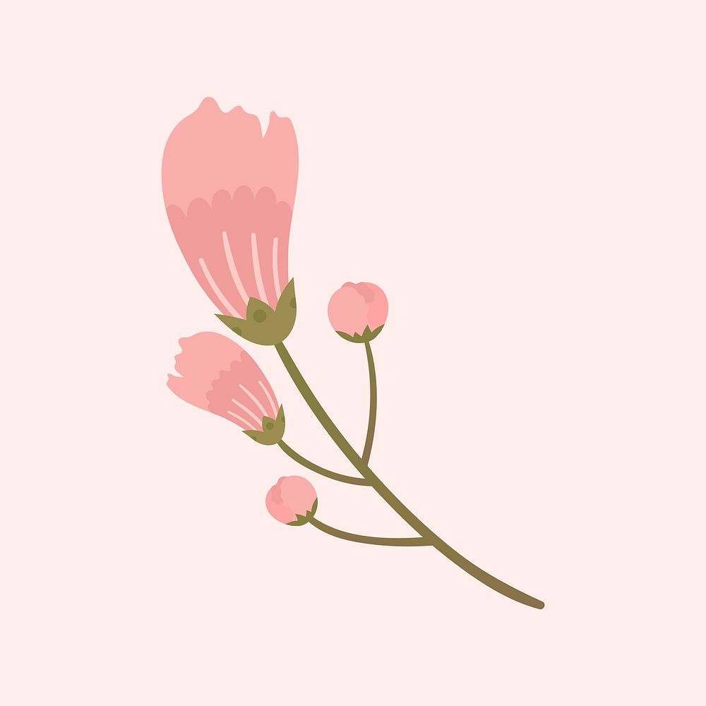 Pink cherry blossom vector design element