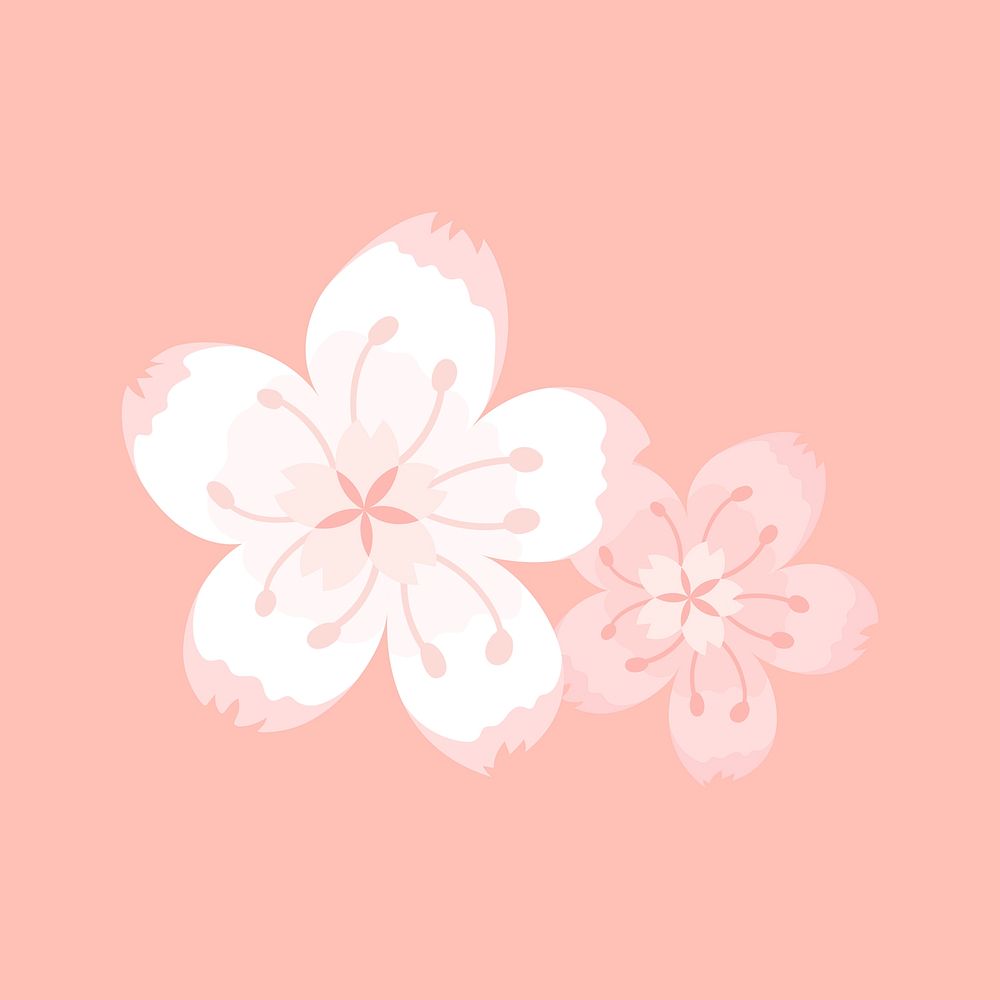 White cherry blossom vector design element