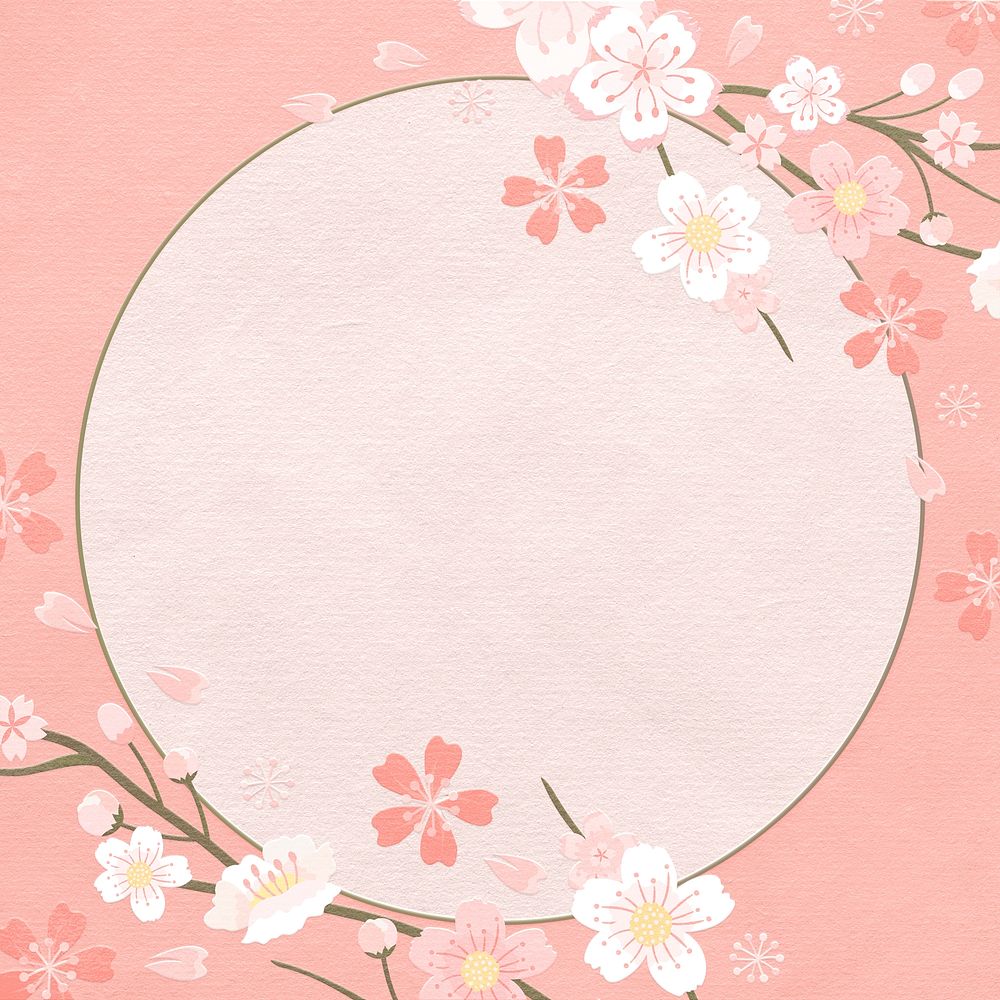 Japanese cherry blossom frame with design space