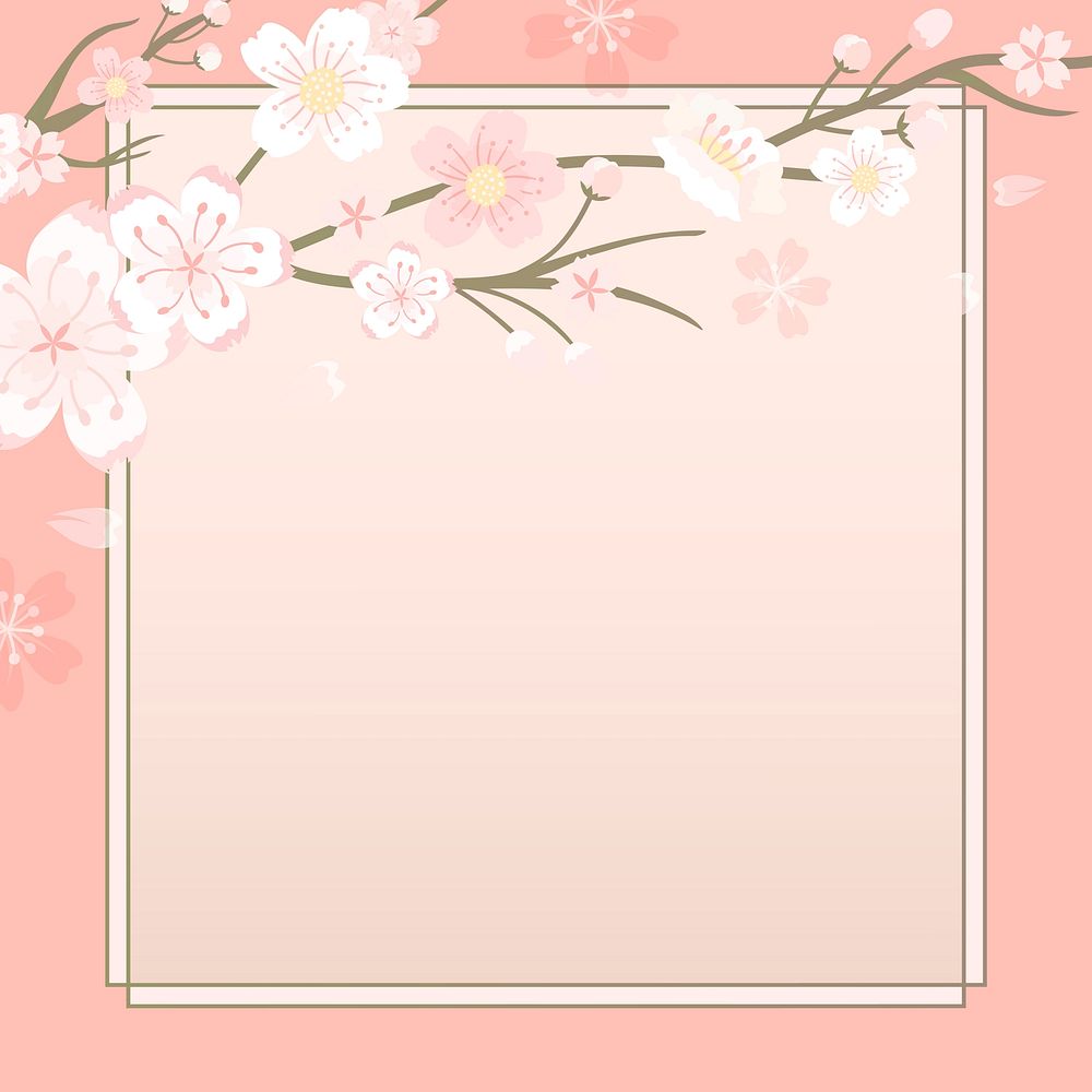 Pastel Sakura vector square frame