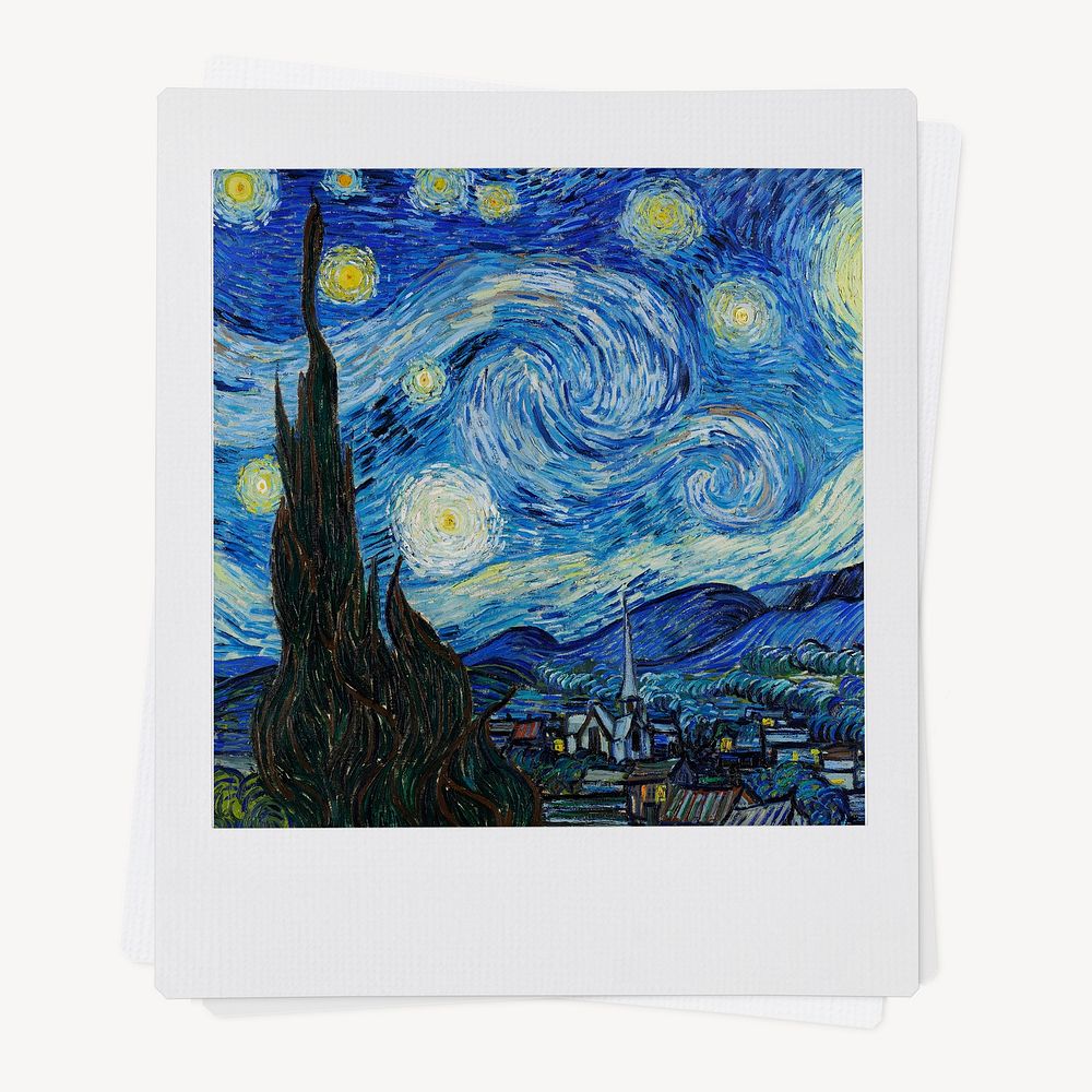 Vincent Van Gogh's The Starry Night instant photo remixed by rawpixel