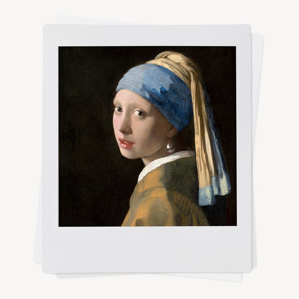 Johannes Vermeer&rsquo;s Girl with a Pearl Earring instant photo, remixed by rawpixel