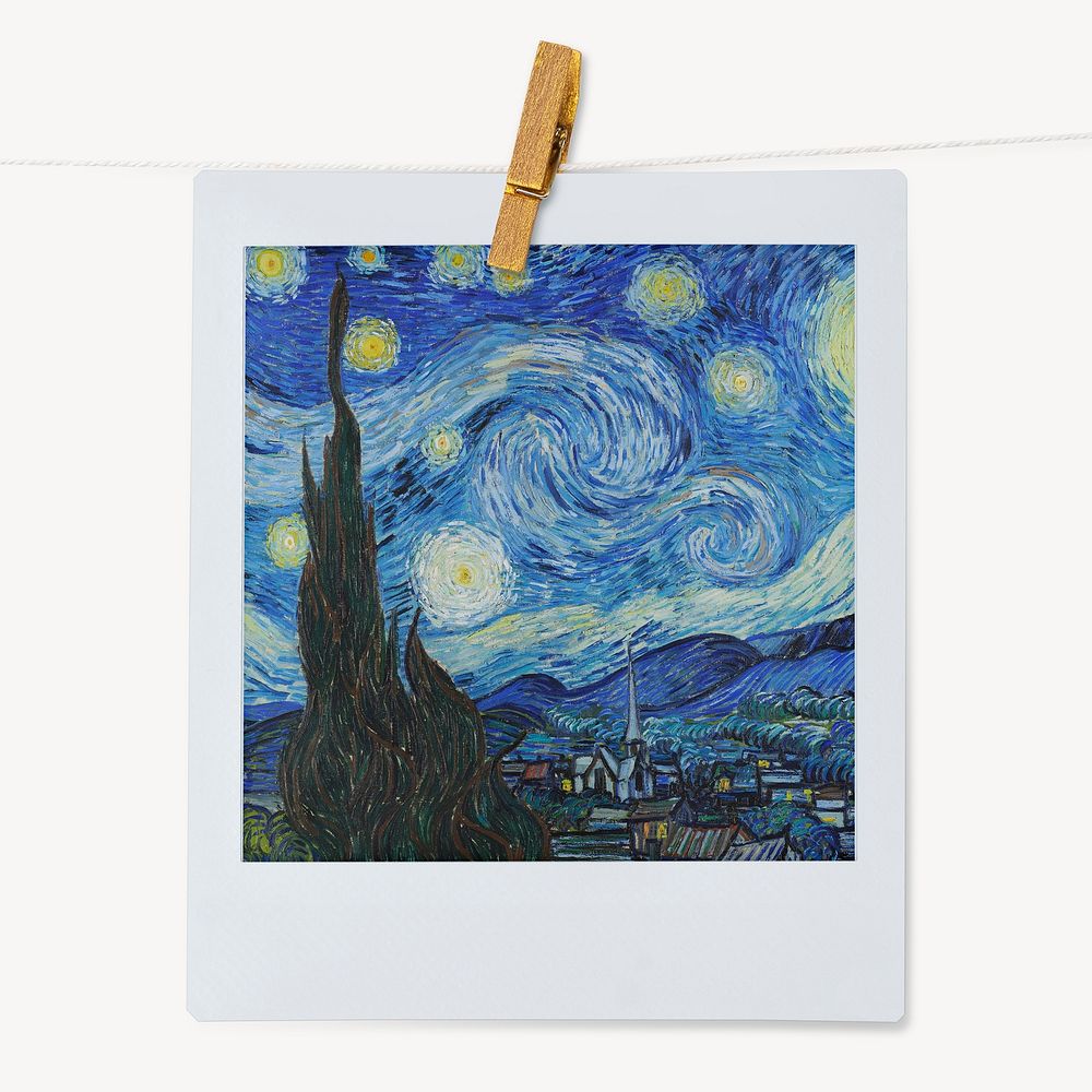 Vincent Van Gogh's The Starry Night instant photo remixed by rawpixel
