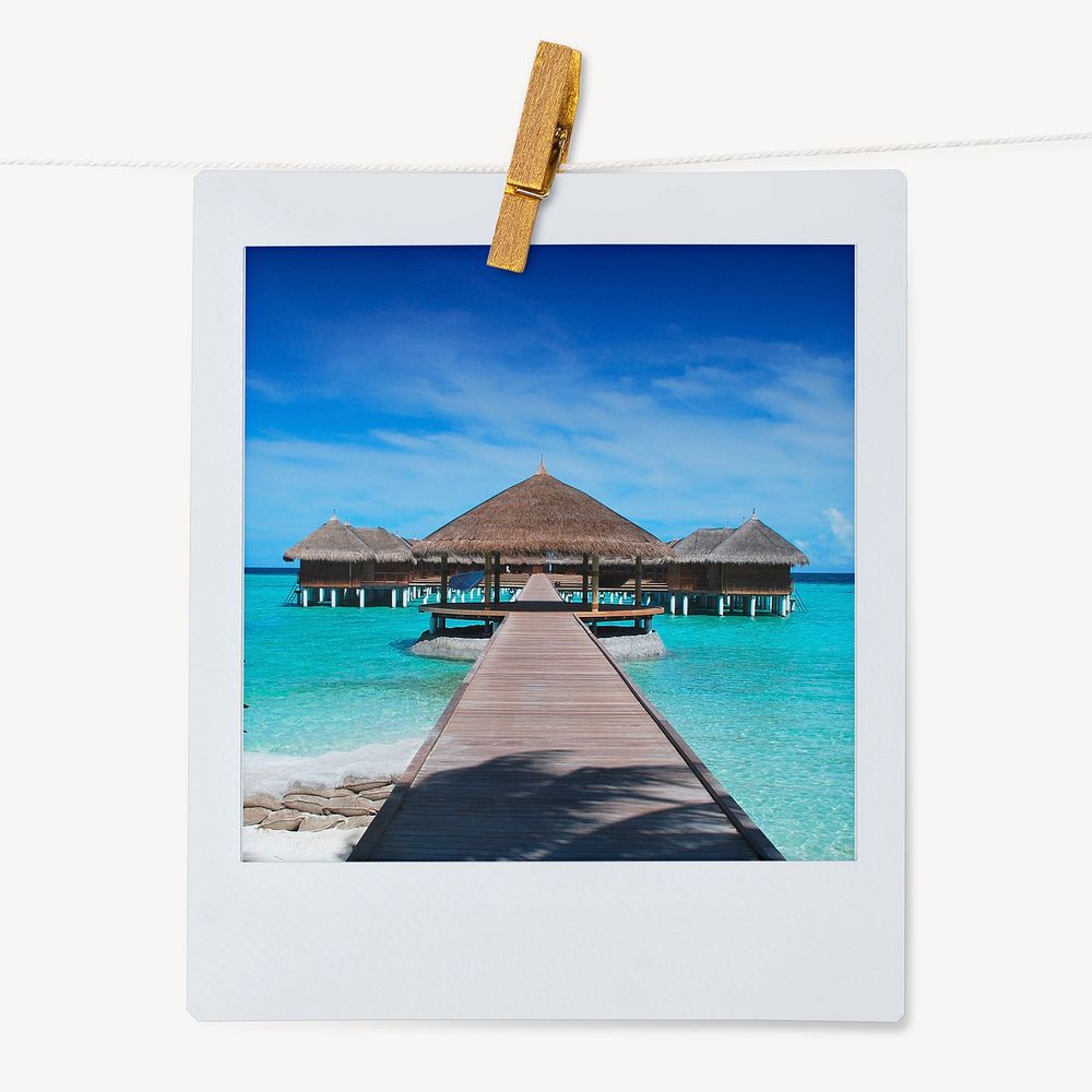 Summer bungalow, vacation aesthetic instant photo 