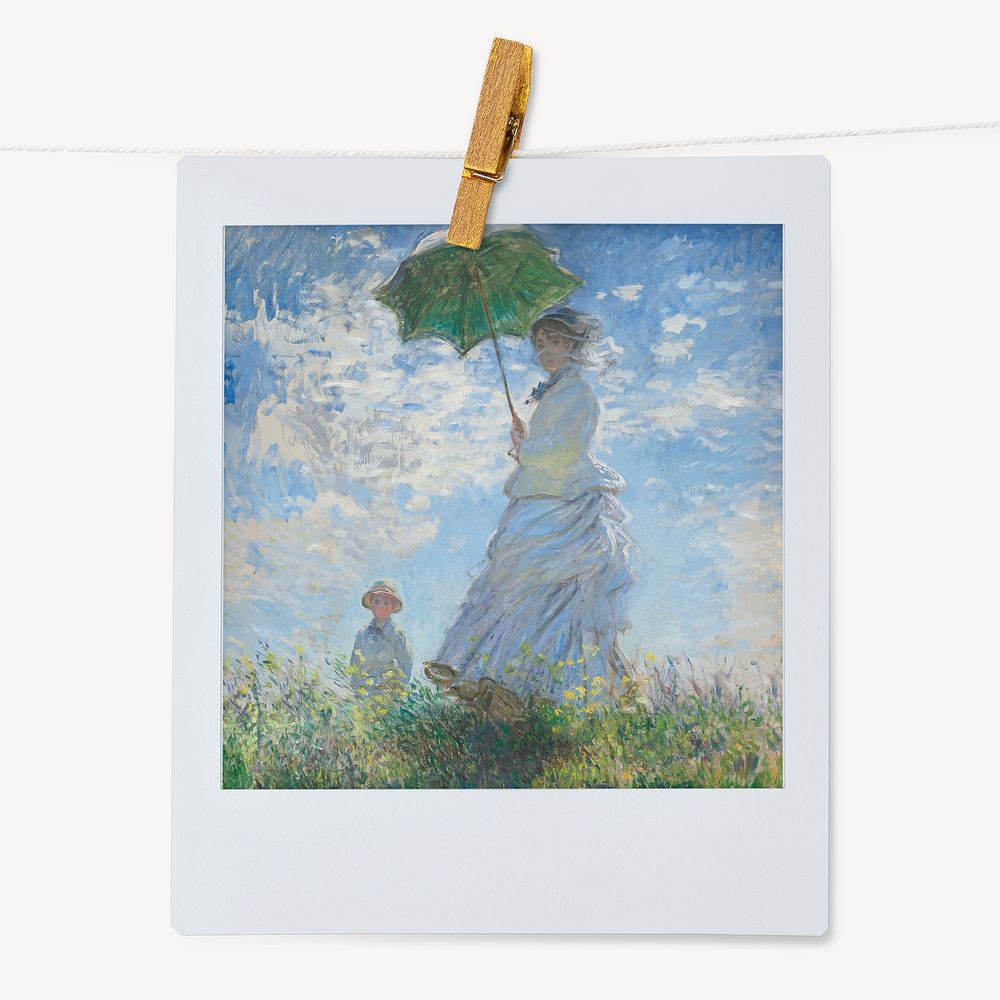 Claude Monet's Madame Monet and Her Son instant photo, remixed by rawpixel