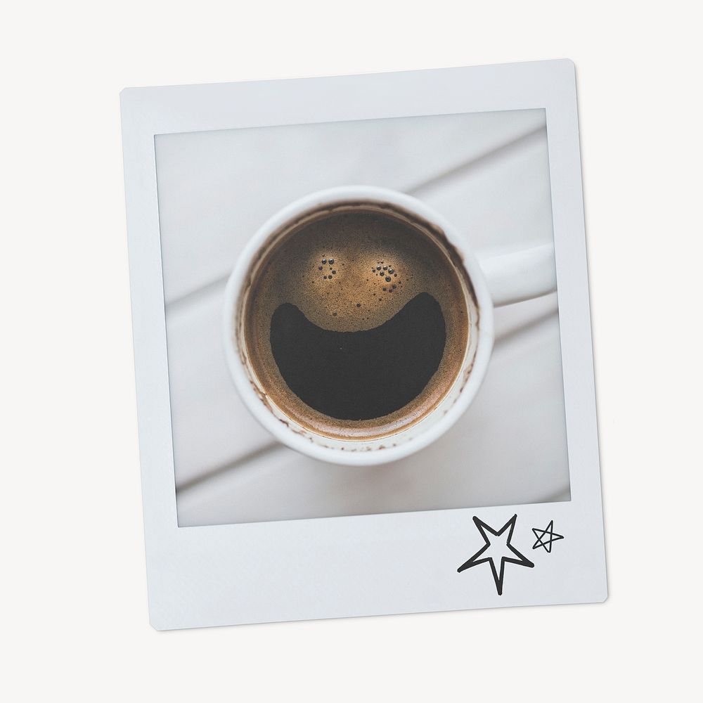Espresso coffee instant photo, beverage aesthetic 