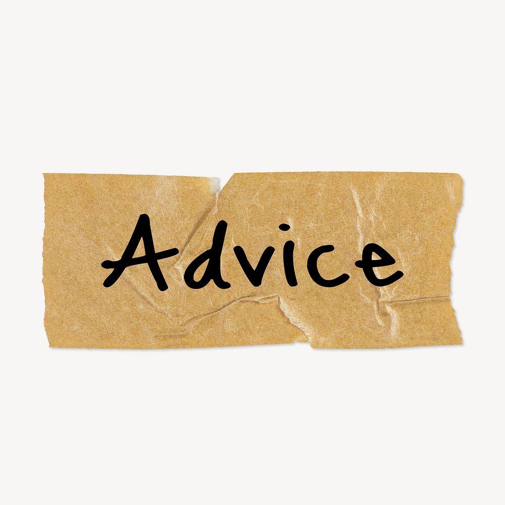 Advice word typography, kraft paper tape clipart