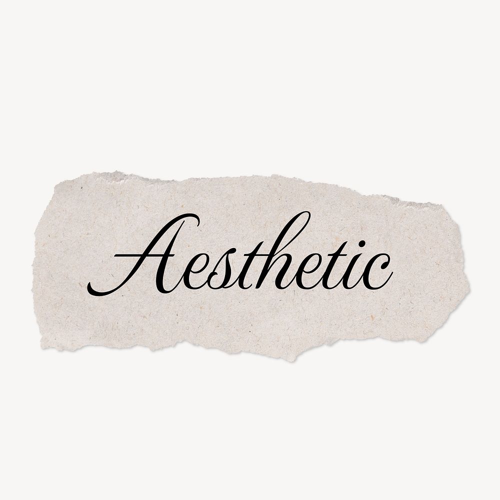 Aesthetic word typography, torn paper craft clipart