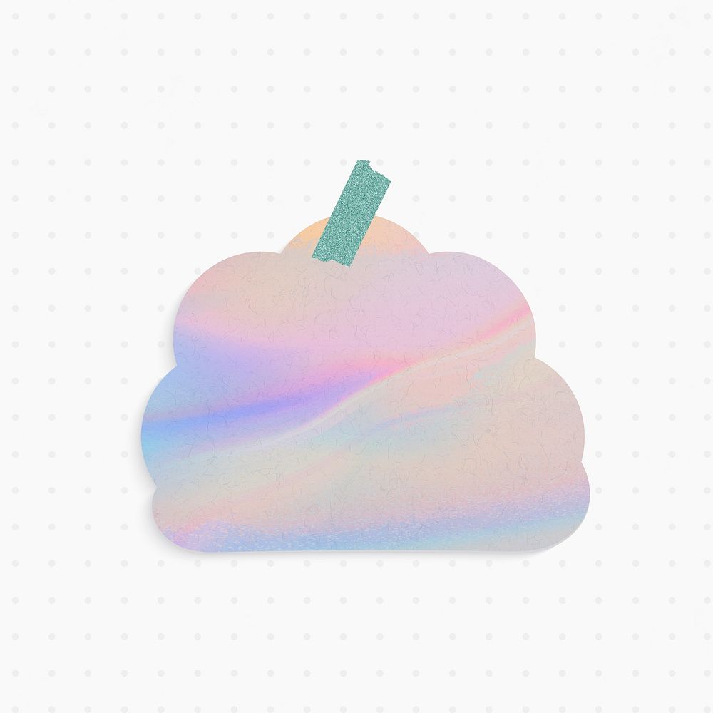 Holographic paper note with cloud shape and washi tape