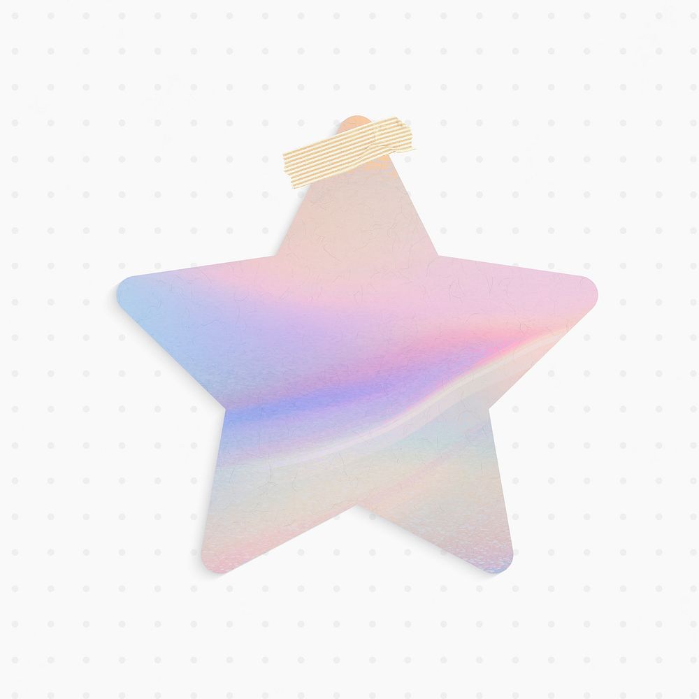 Holographic reminder with star shape and washi tape