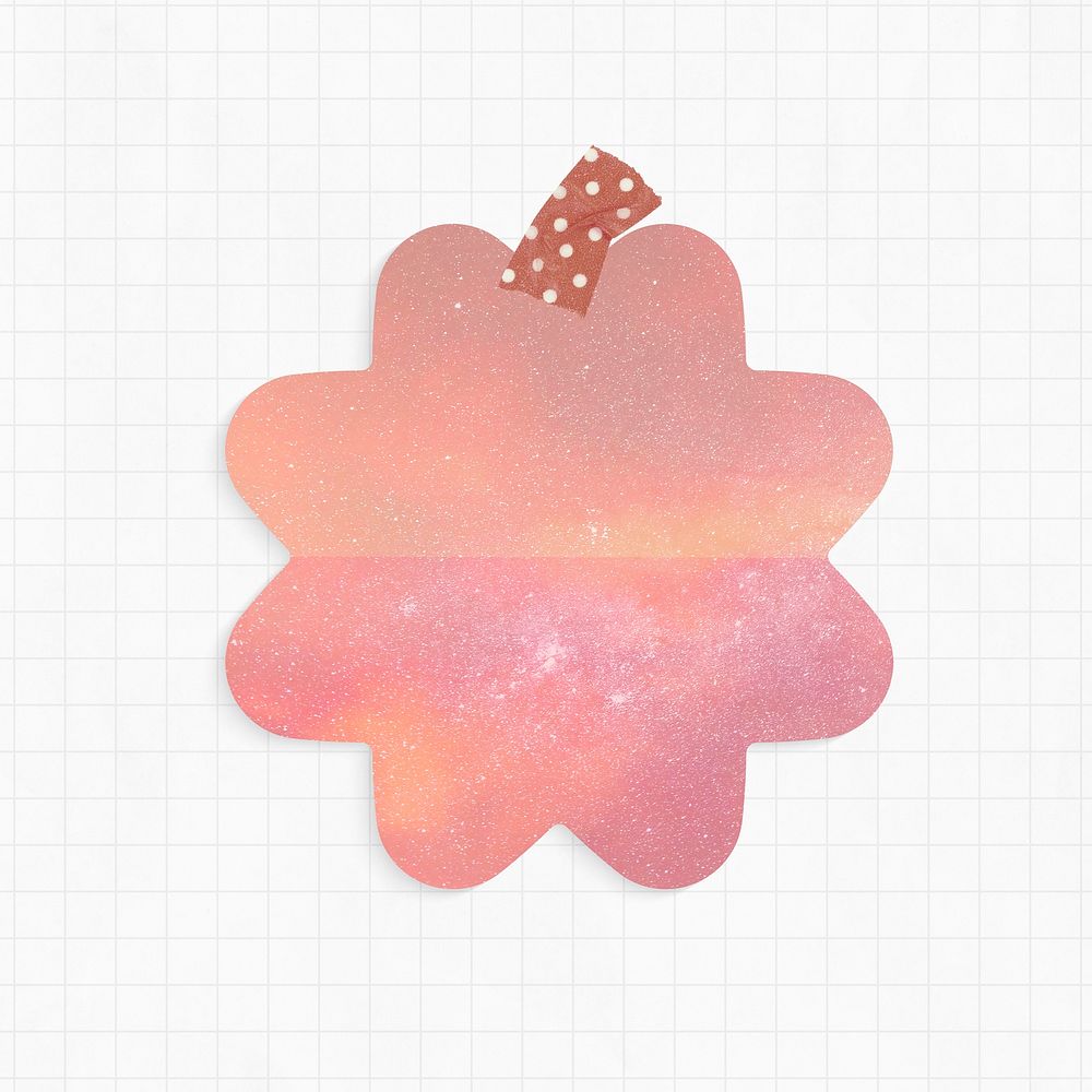 Notepad with pink galaxy background flower shape and washi tape