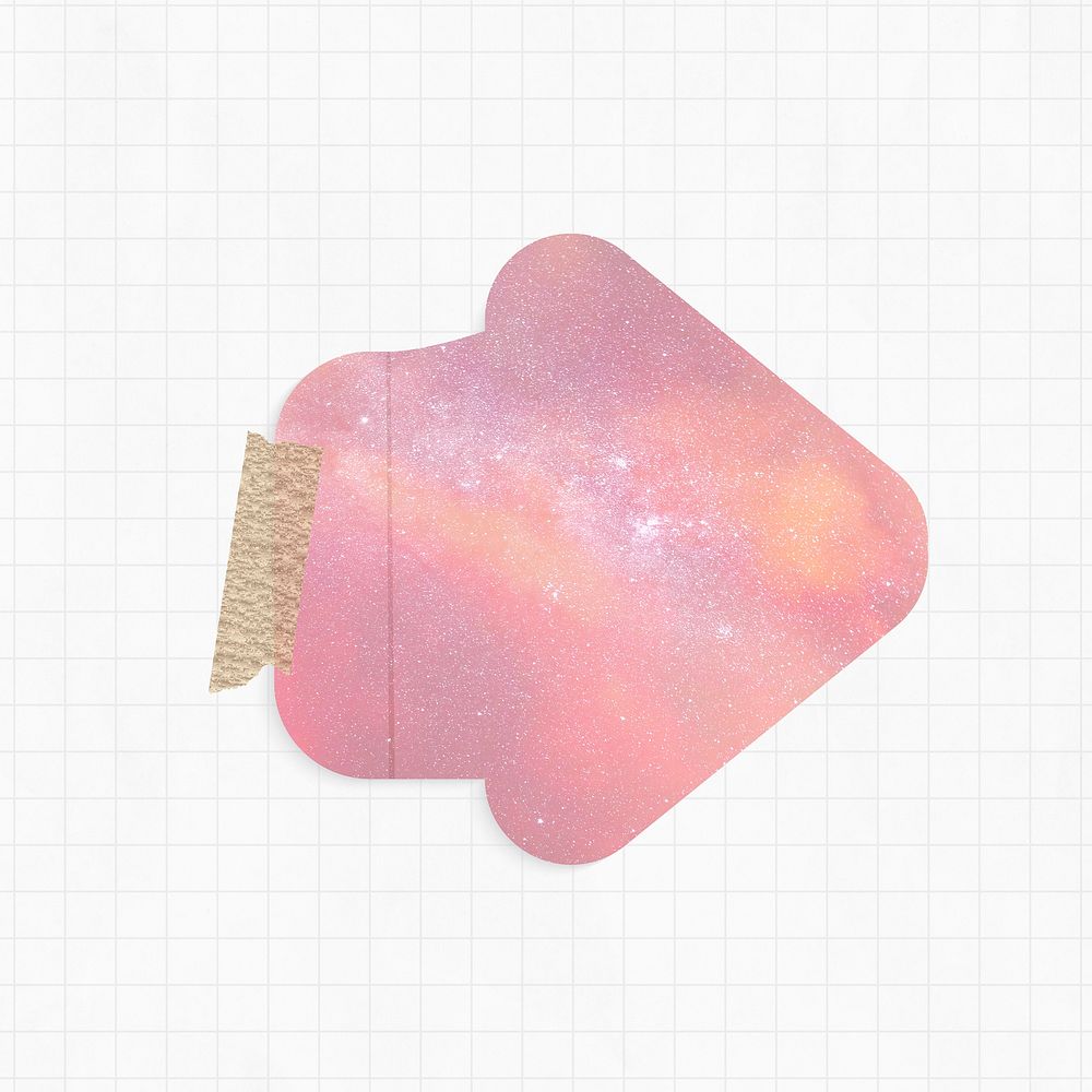 Memo pad with pink galaxy background arrow shape and washi tape