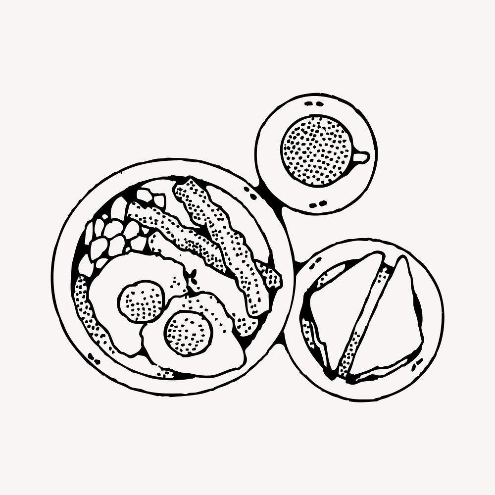 Breakfast clipart, drawing illustration vector. Free public domain CC0 image.