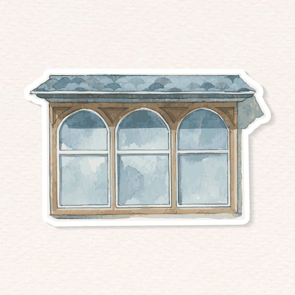 Old watercolor clipart European window architecture