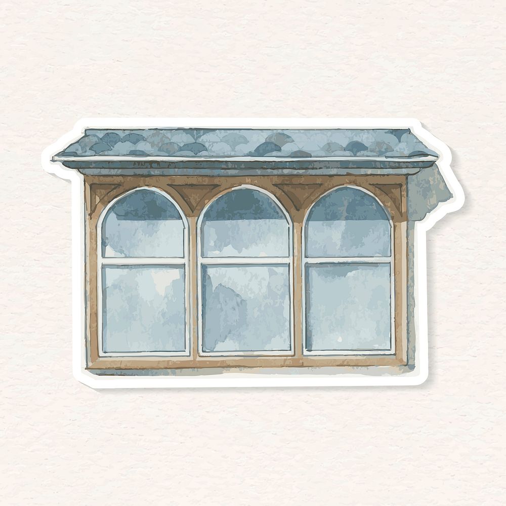 Vector watercolor vintage hand drawn clipart European window architecture