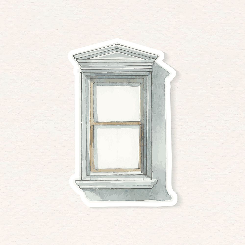 Vector vintage hand drawn watercolor clipart European window architecture