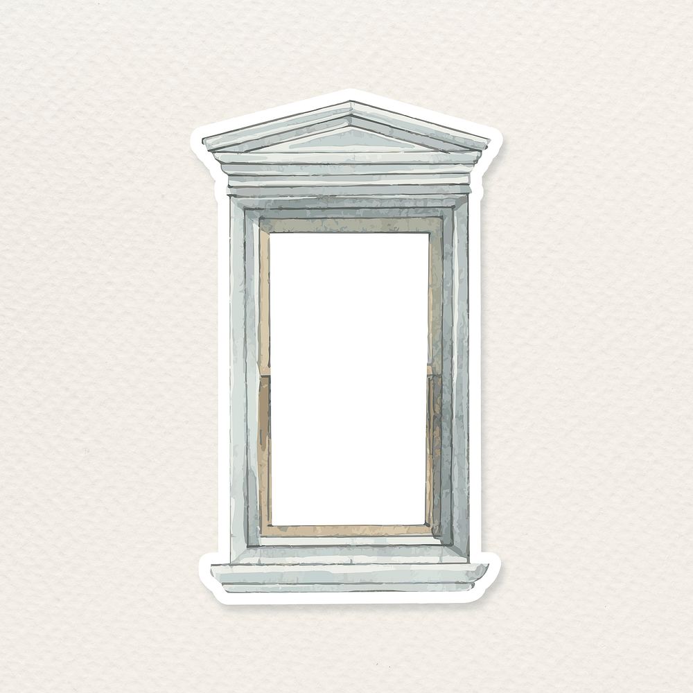 Hand drawn psd watercolor vintage European window architectural clipart