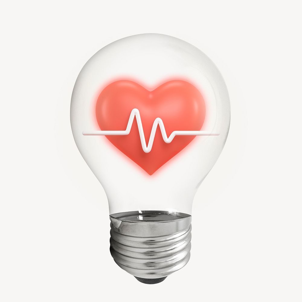 Medical idea 3D lightbulb, medical clipart