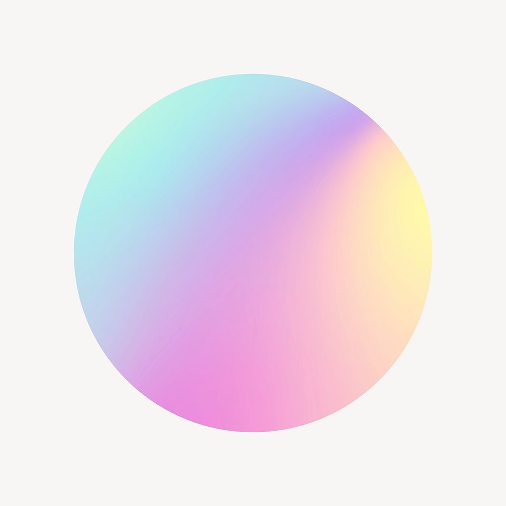 Gradient holographic circle collage element, colorful design psd