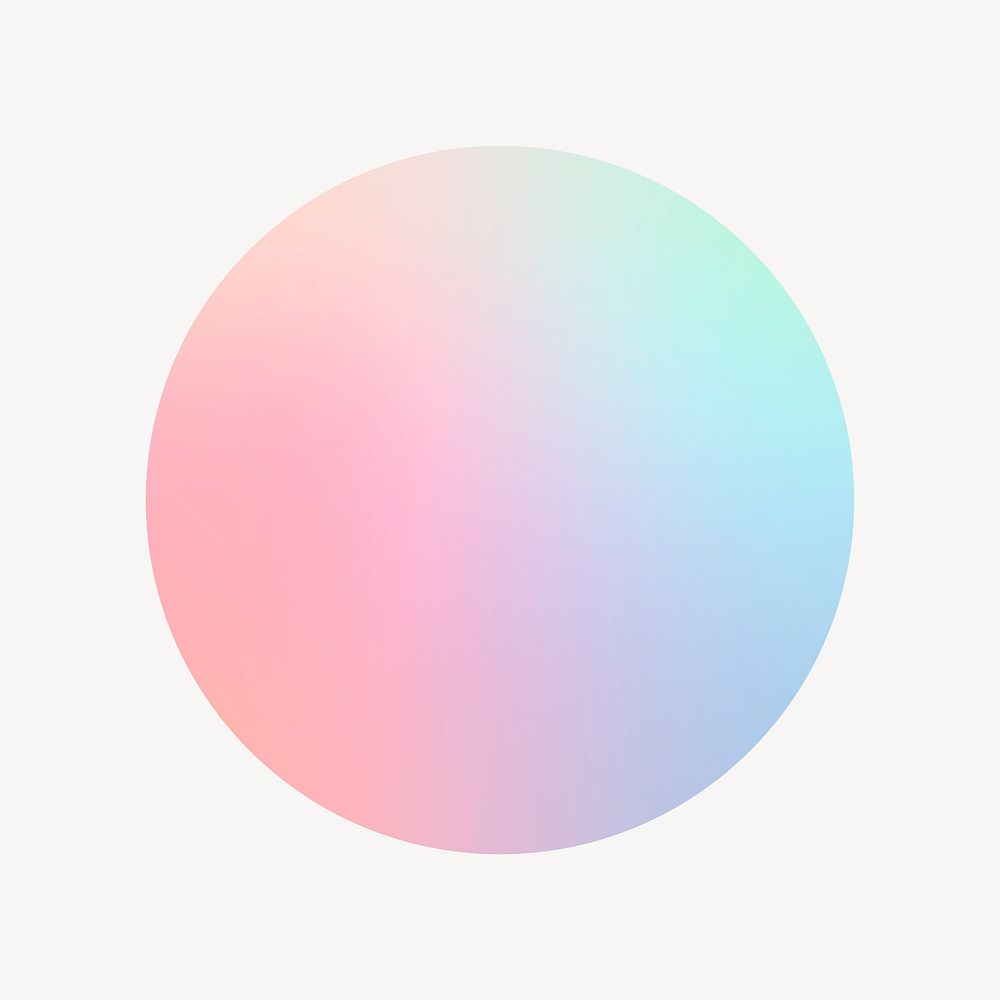 Gradient pastel circle collage element, colorful design psd