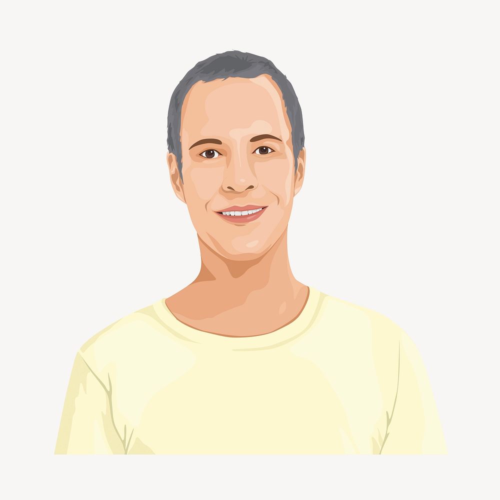 Smiling man, character illustration, isolated in white