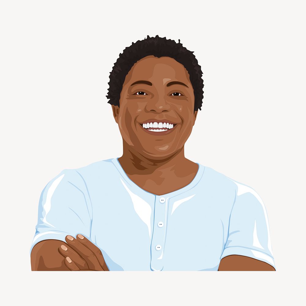 African American man illustration, isolated in white