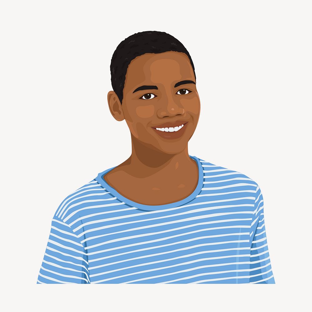 Teenage boy, African American sticker, collage element vector