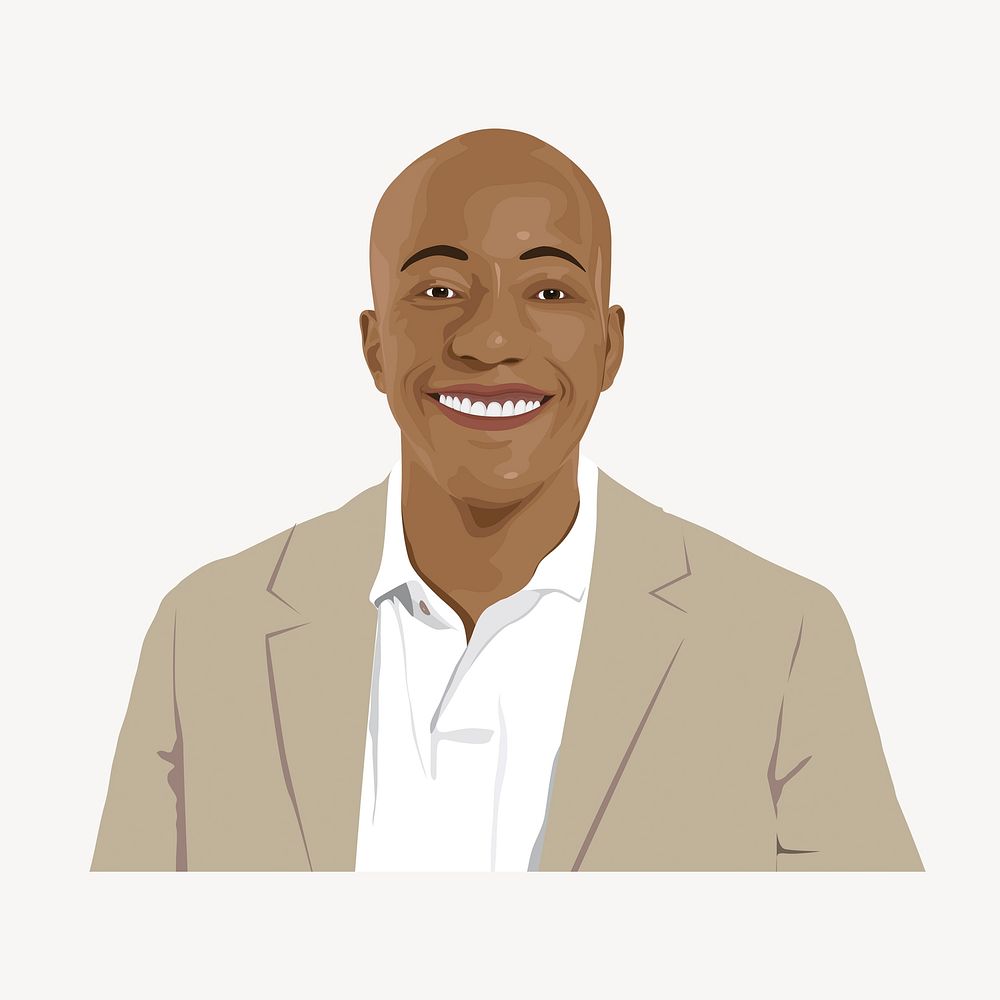 Businessman, African American illustration, isolated in white