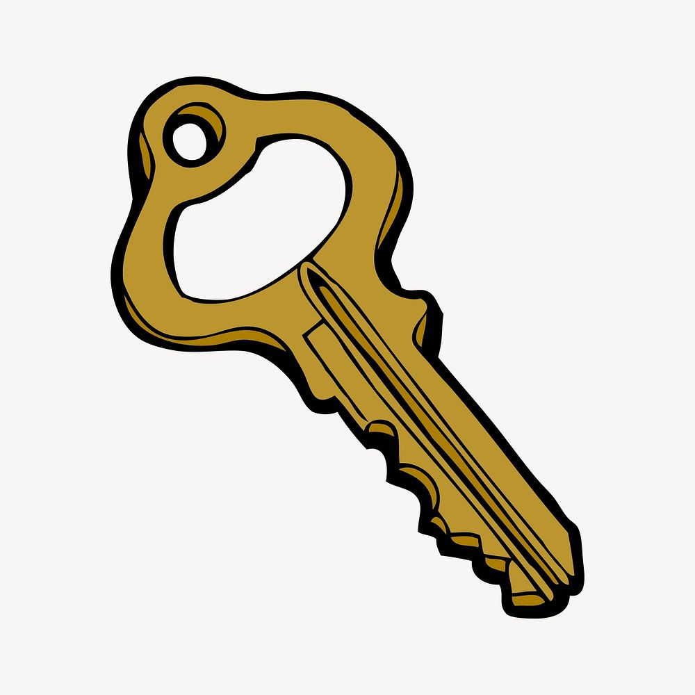 Gold key clipart, illustration vector. Free public domain CC0 image.