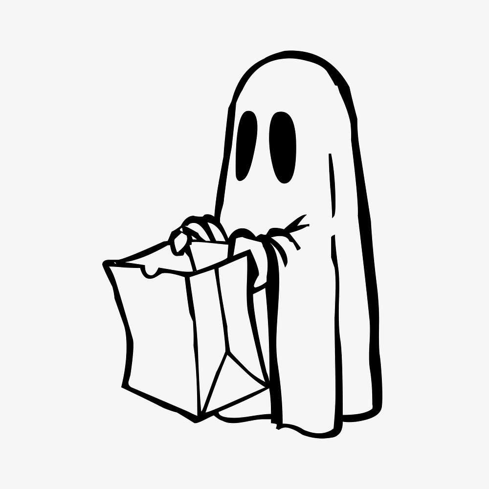 Halloween ghost drawing, vintage illustration. Free public domain CC0 image.