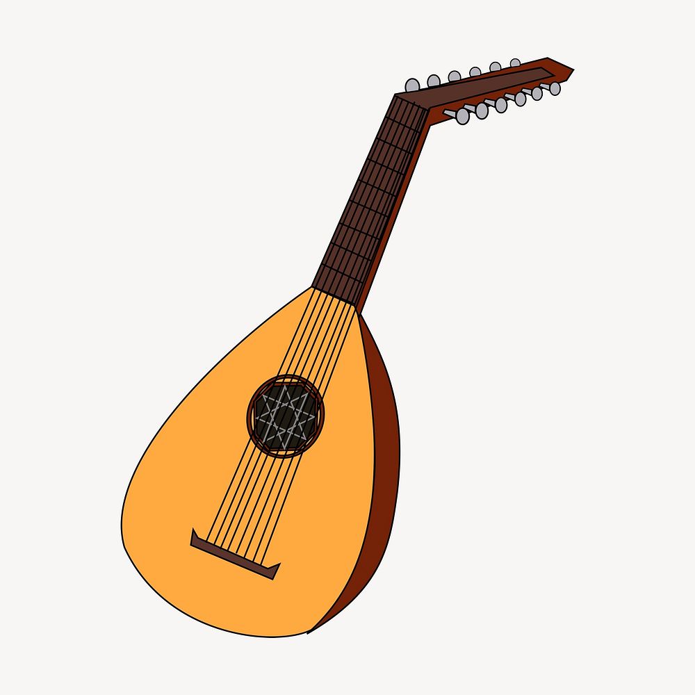Lute, musical instrument clipart, illustration. Free public domain CC0 image.