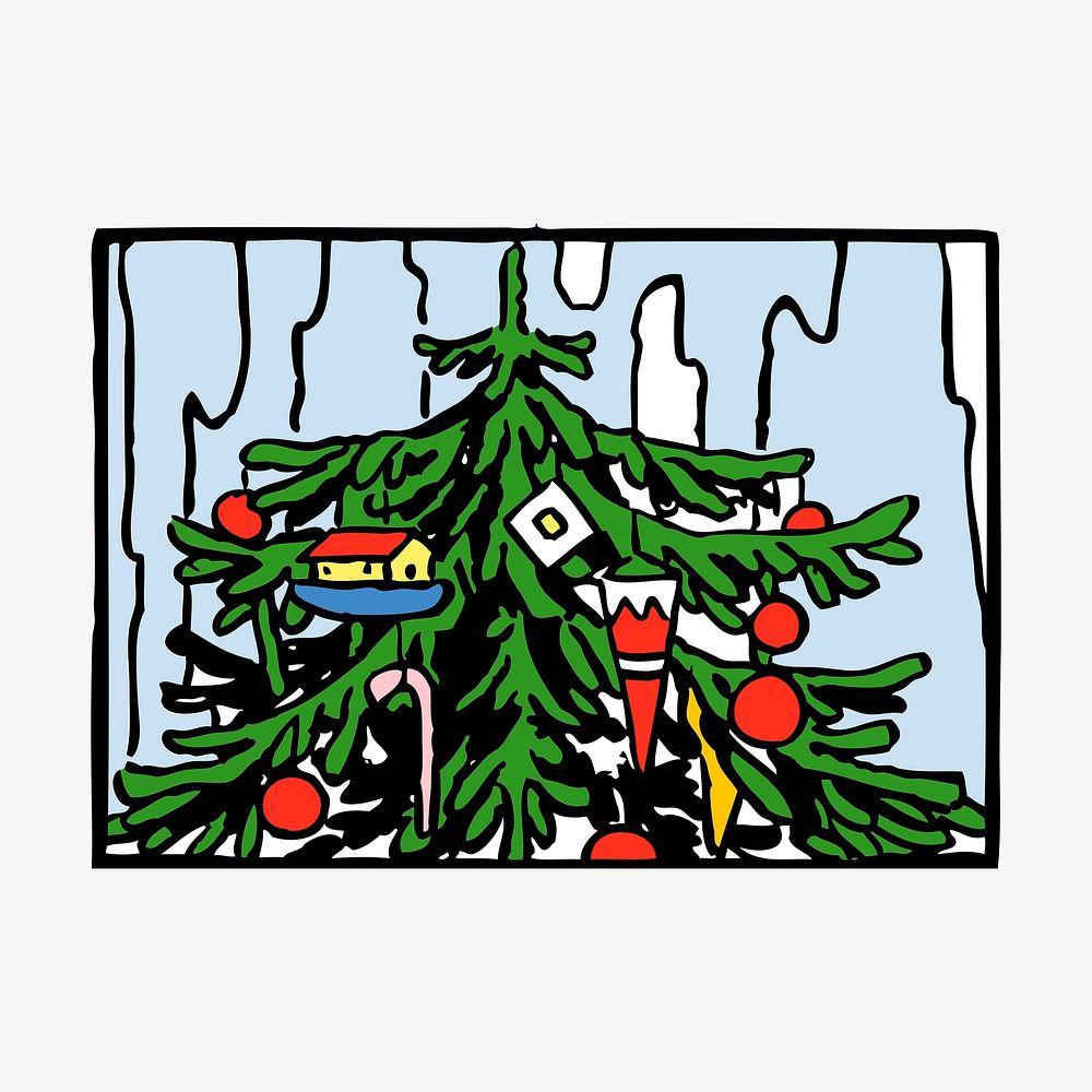 Vintage Christmas tree clipart, illustration. Free public domain CC0 image.
