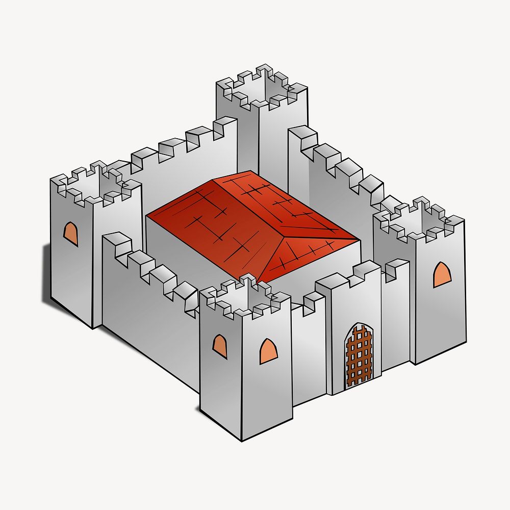 Medieval castle clipart, illustration vector. Free public domain CC0 image.