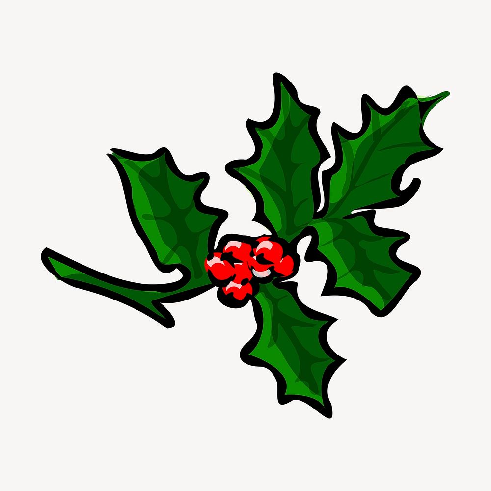 Holly berry clipart, illustration vector. Free public domain CC0 image.