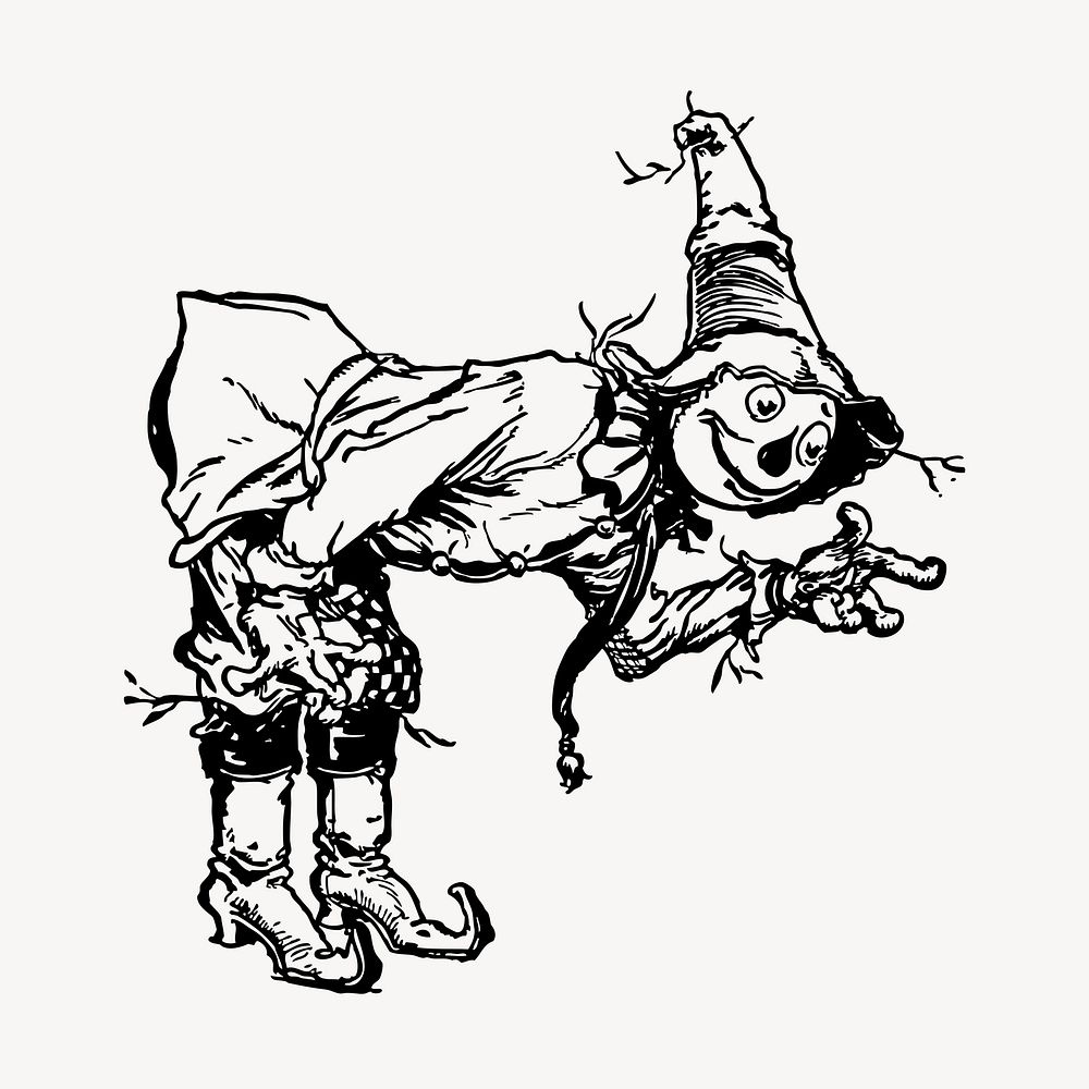 Scarecrow, Halloween drawing, vintage illustration psd. Free public domain CC0 image.