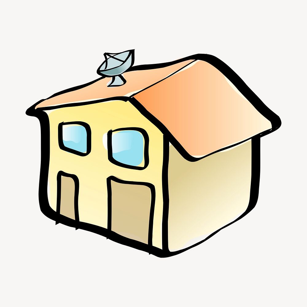 House doodle clipart, illustration. Free public domain CC0 image.