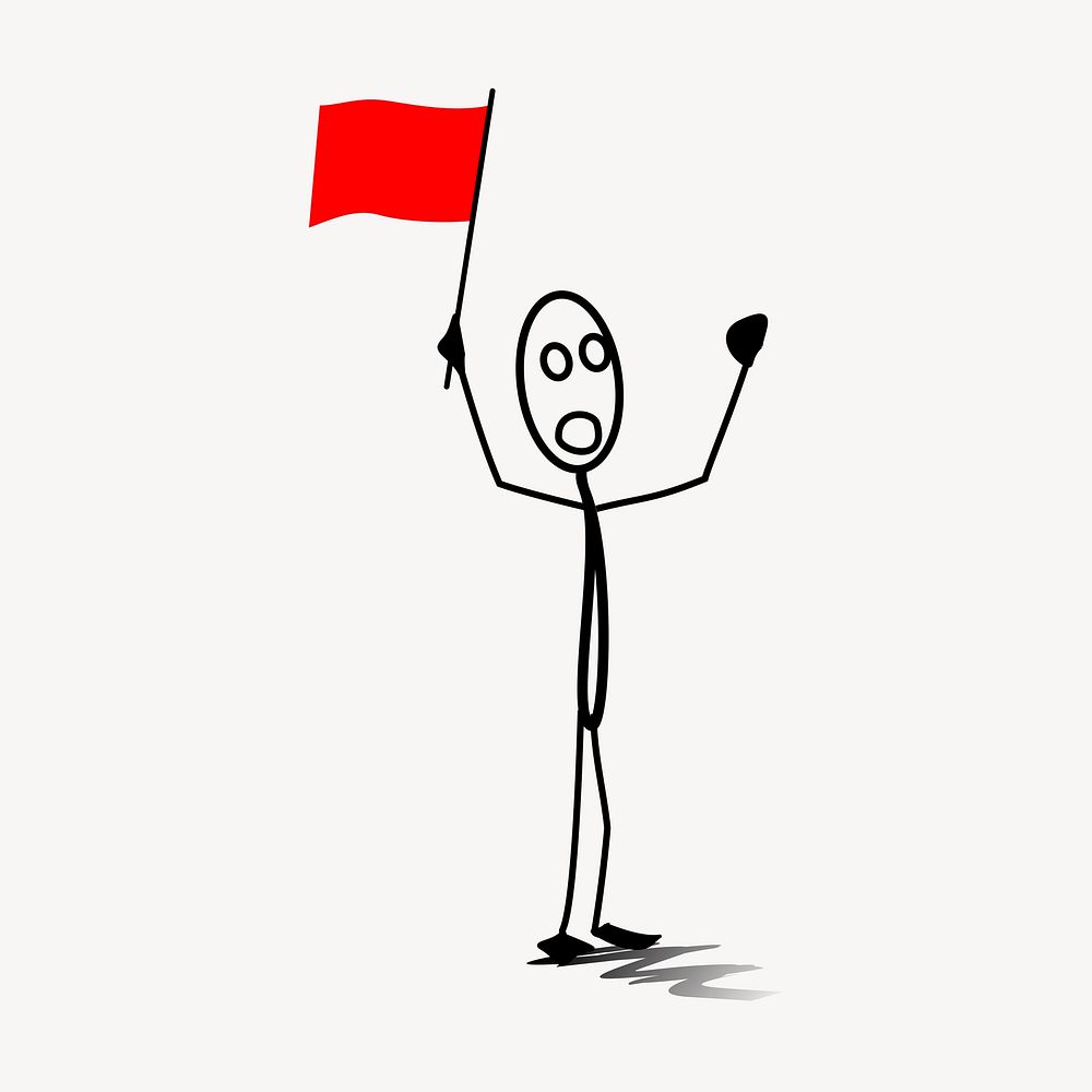 Man waving flag clipart, illustration. Free public domain CC0 image.