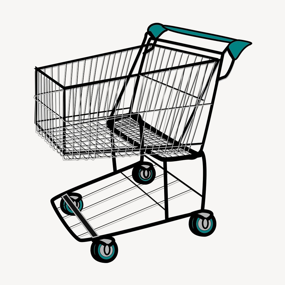 Shopping cart drawing, vintage illustration vector. Free public domain CC0 image.