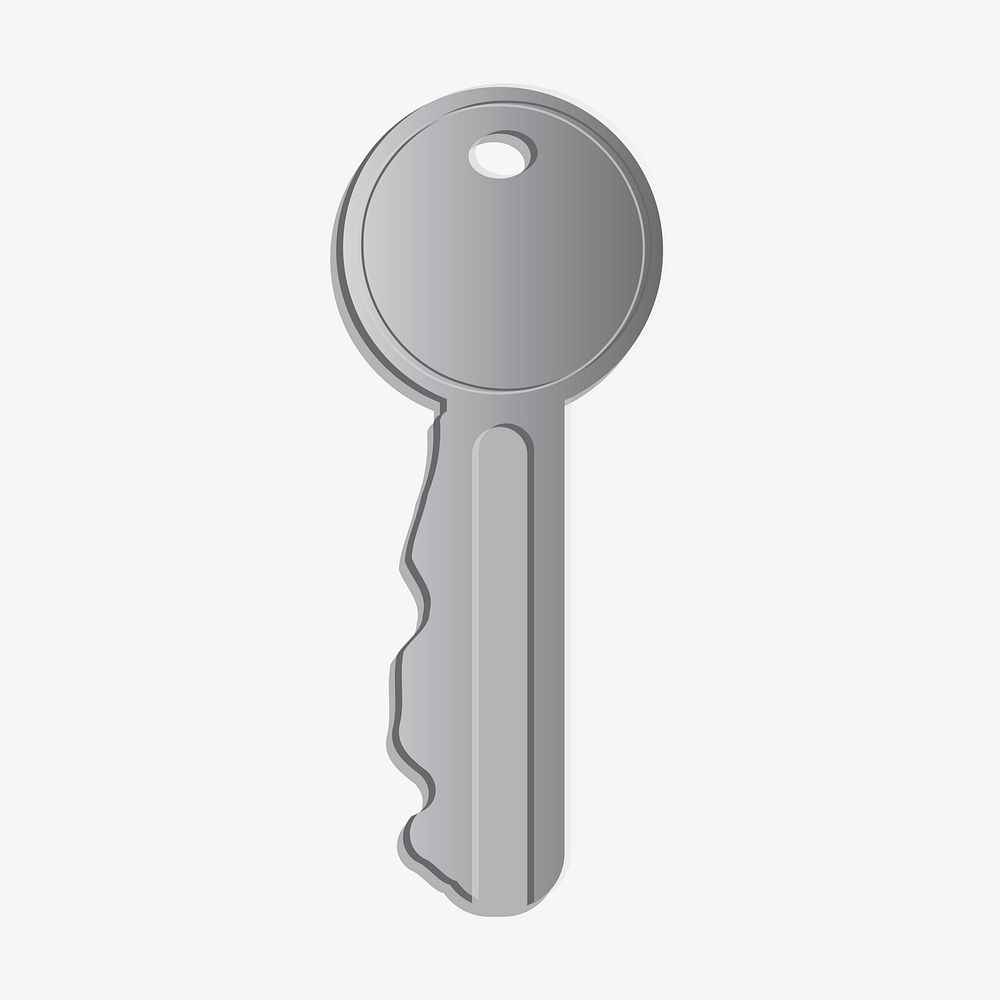 Silver key clipart, illustration vector. Free public domain CC0 image.