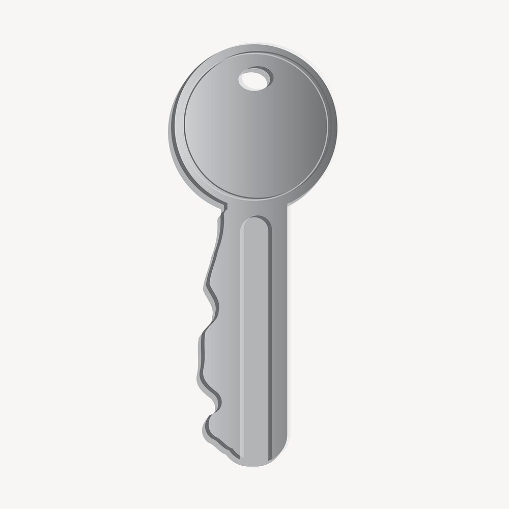 Silver key clipart, illustration. Free public domain CC0 image.